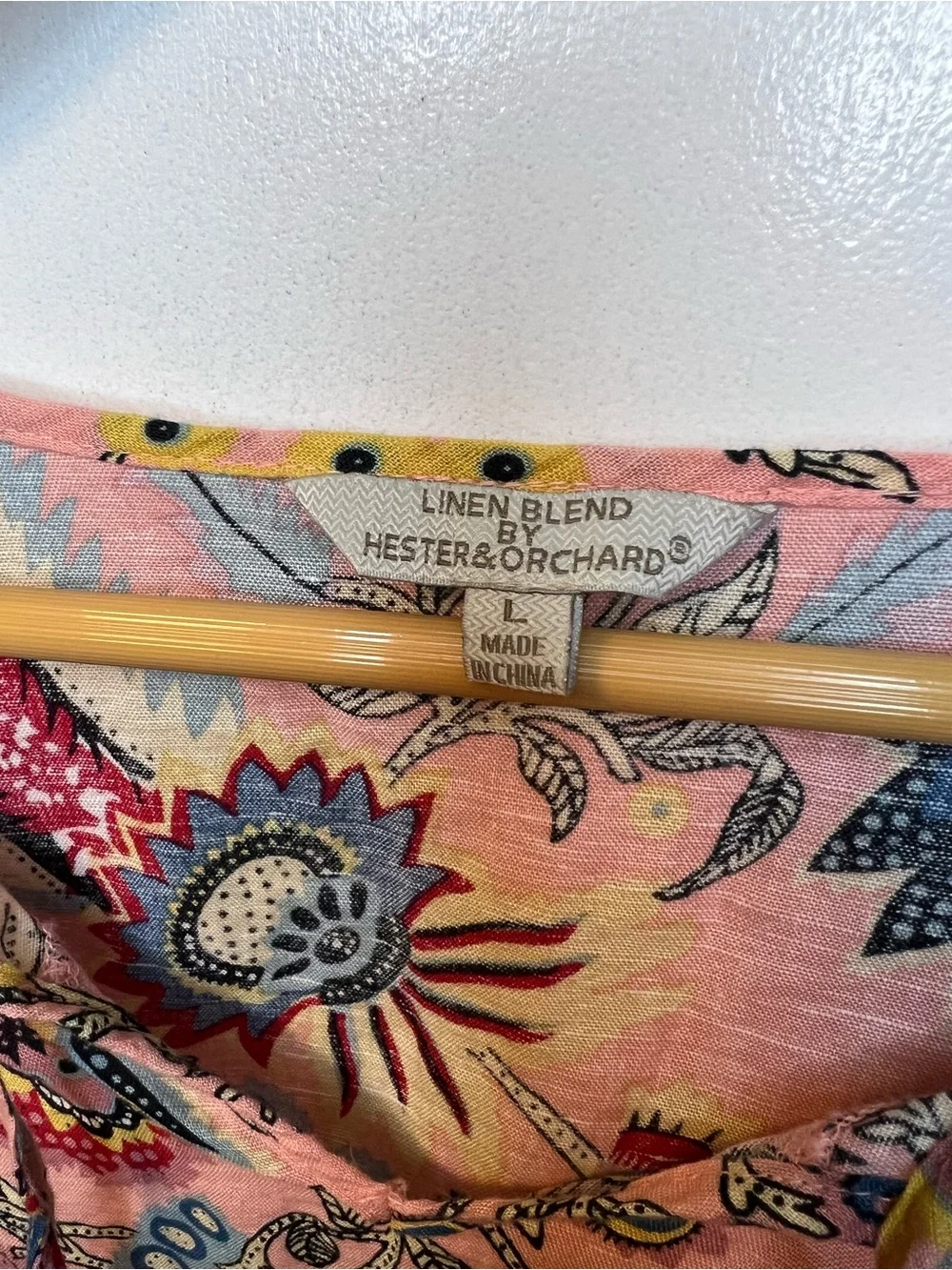 Hester & Orchard Linen & Cotton Blend Floral Pattern Multicolor Top - Picture 6 of 7